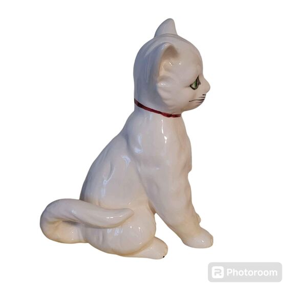 Vintage Andrea by Sadek 12" White Cat Green Eyes Japan Read Description - Picture 2 of 8